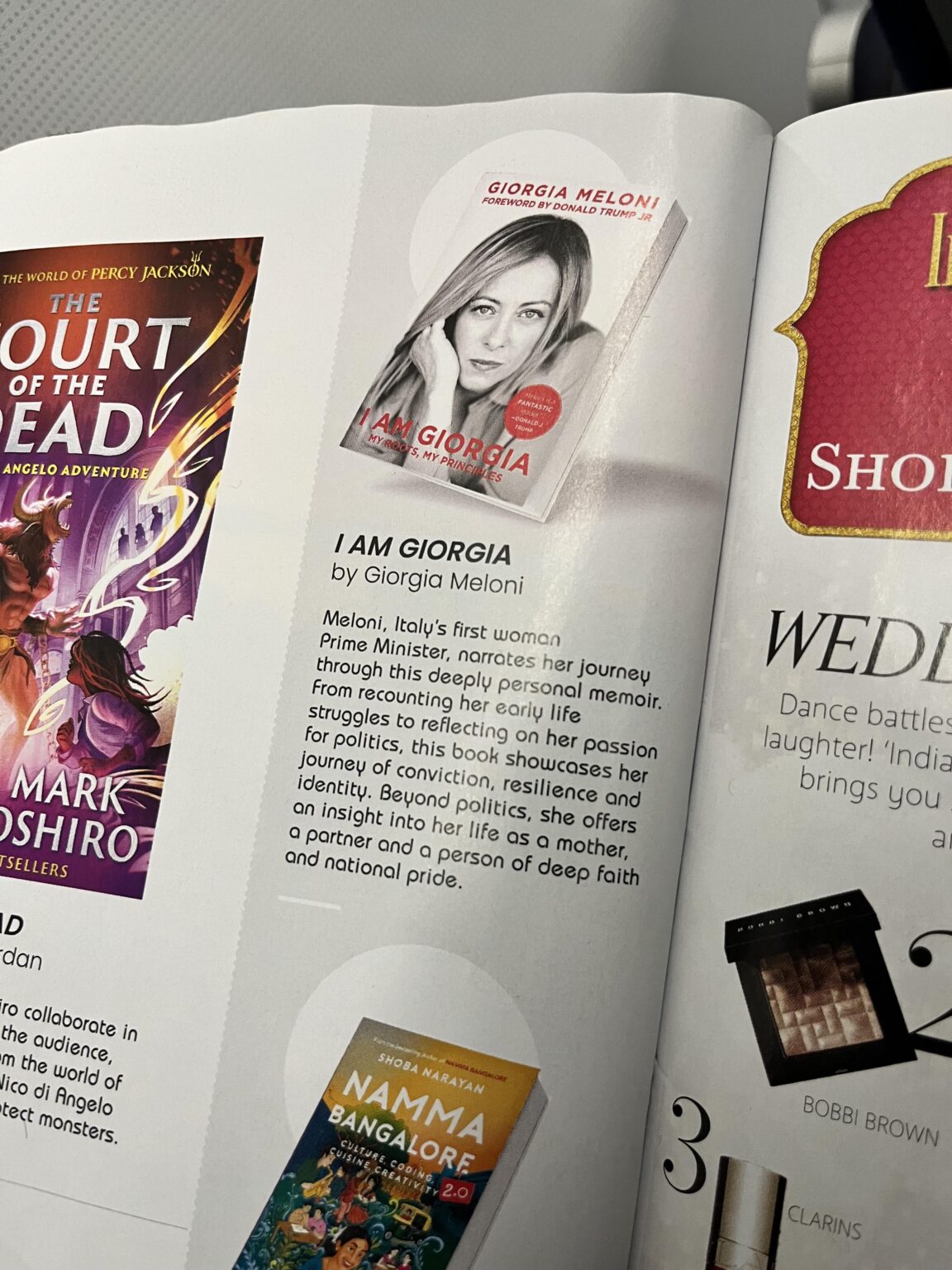 I found this advertorial about Giorgia Meloni's book in an on-board magazine in India. I'm Indian and even I found this strange.
