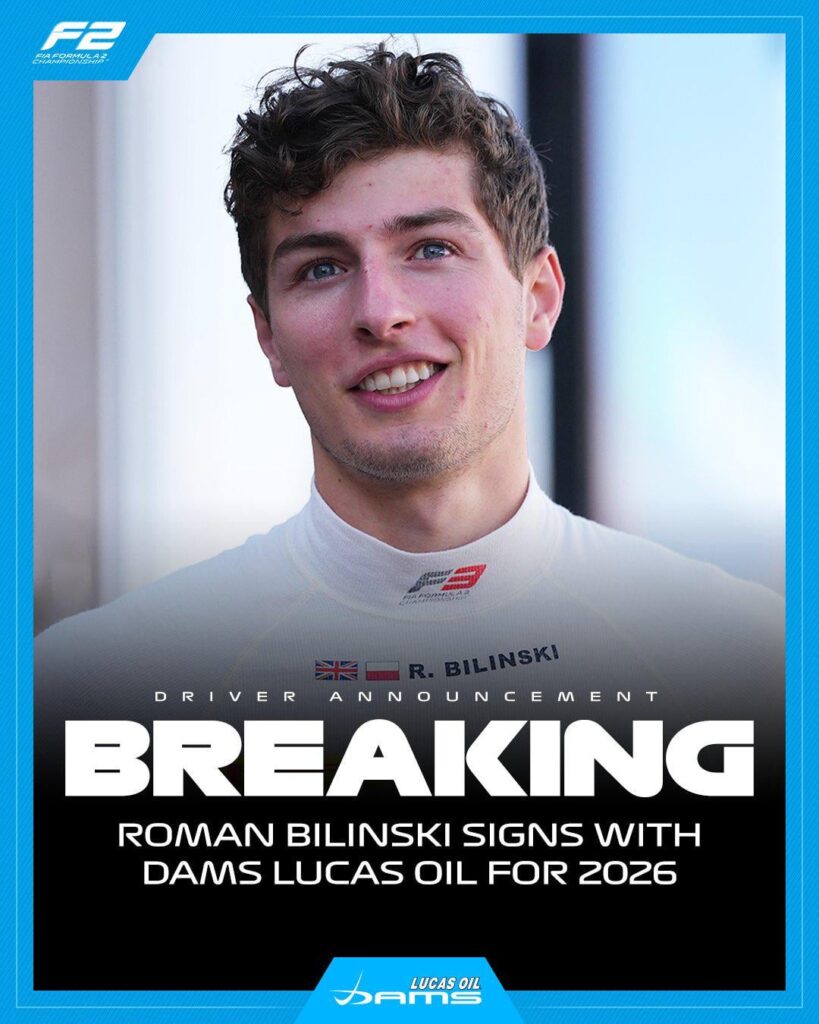 Roman Biliński joins DAMS, becoming the first Polish driver in F2.