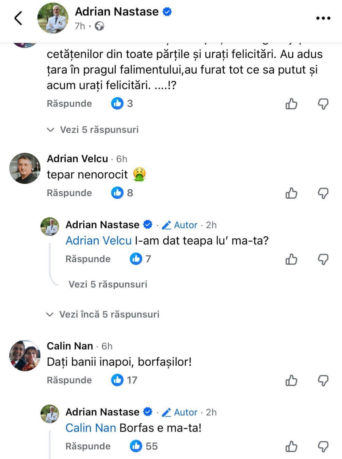 Adrian Năstase responding to comments