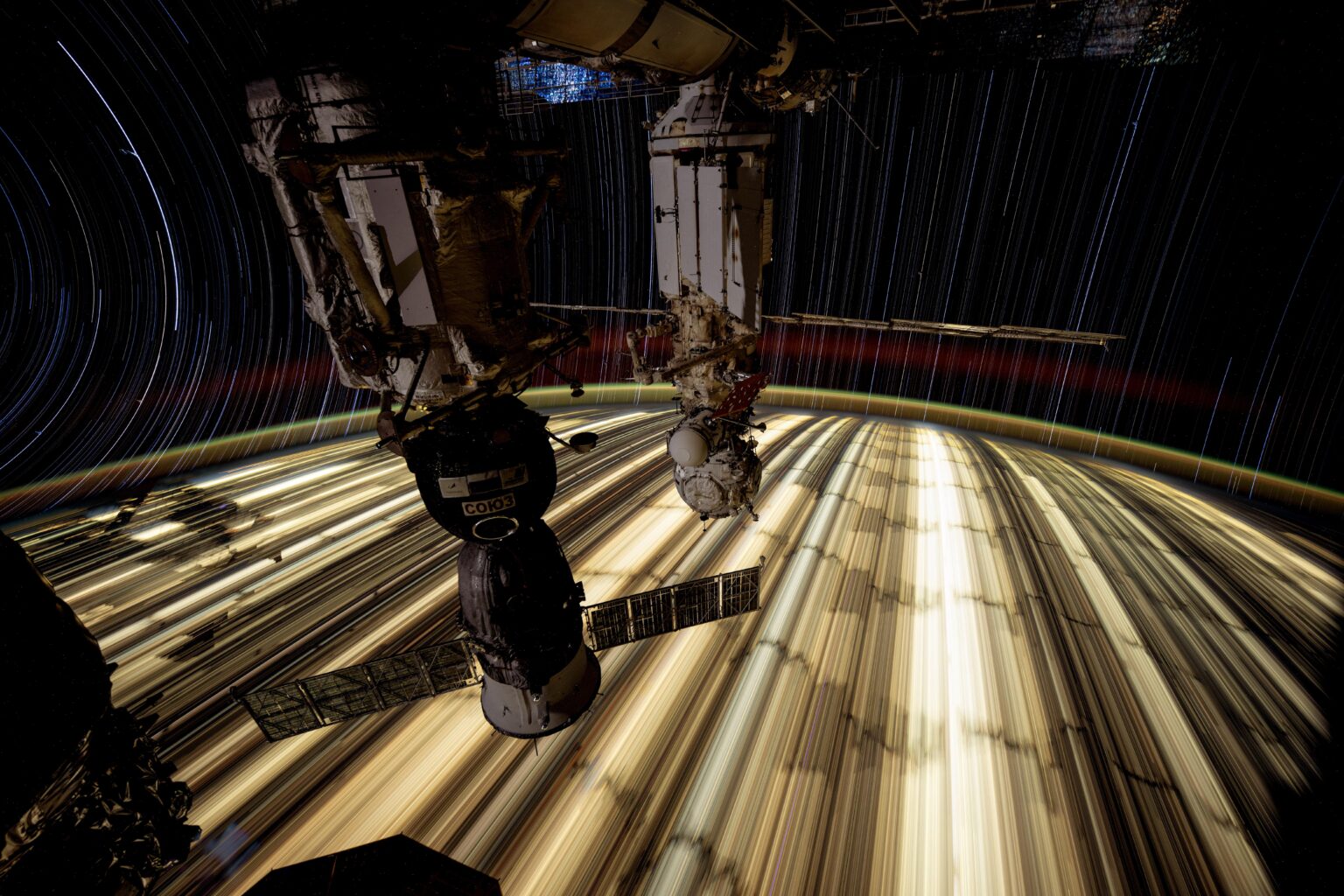 City lights seen by orbital time exposure