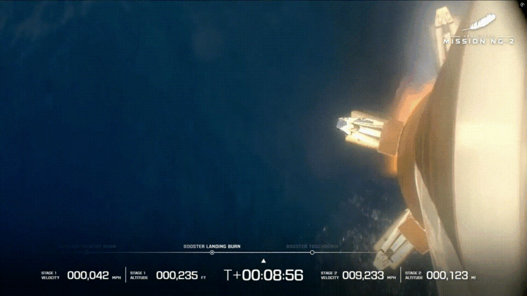 New Glenn reaches high-earth orbit, lifts ESCAPADE toward Mars and then the booster returns safely to the landing platform and support vessel