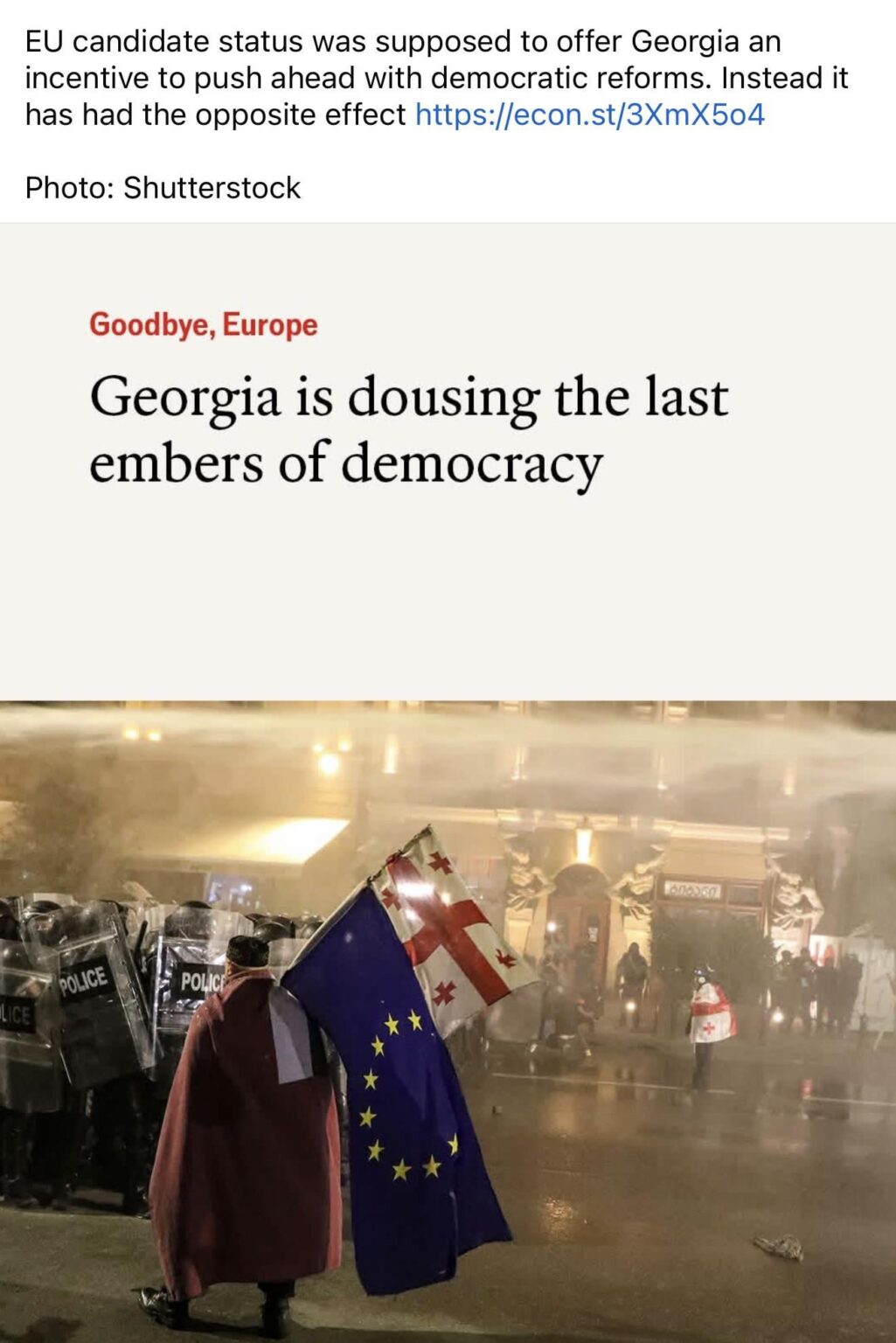 From the Economist: “Georgia is dousing the last embers of democracy”