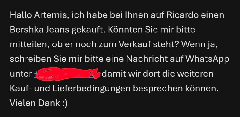 Am I being scammed on ricardo?