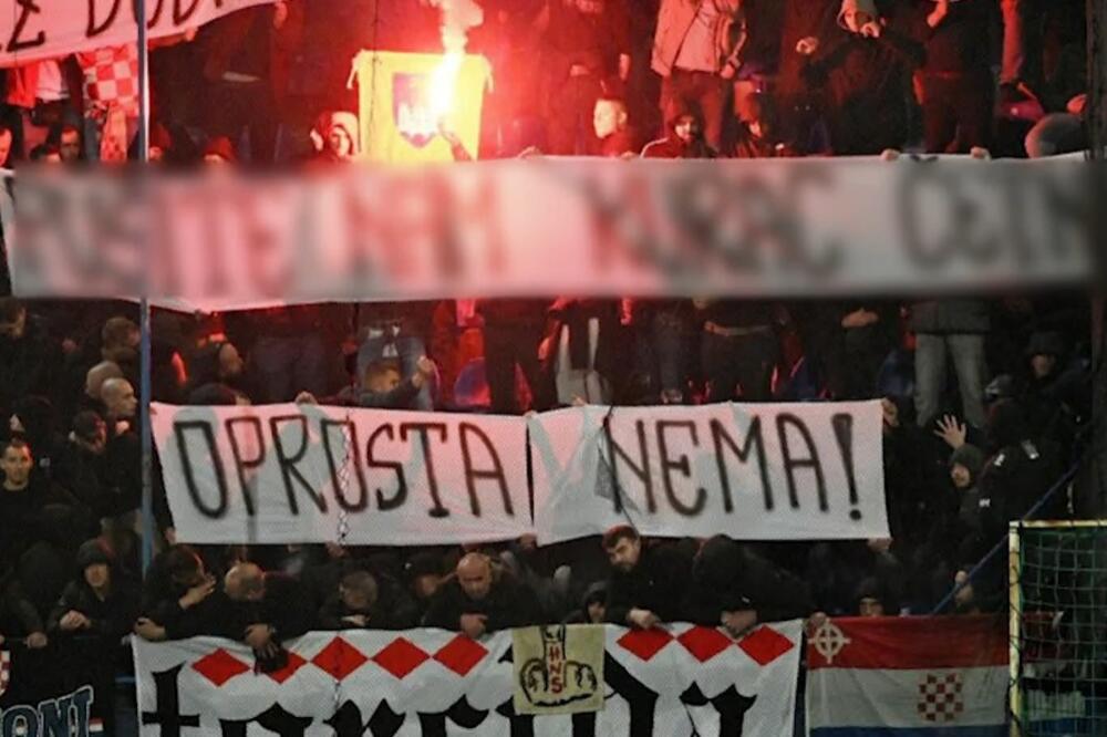 Croatian fans at the match between Montenegro and Croatia, which was played on November 17th in Podgorica, Photo: Screenshot/TV Vijesti