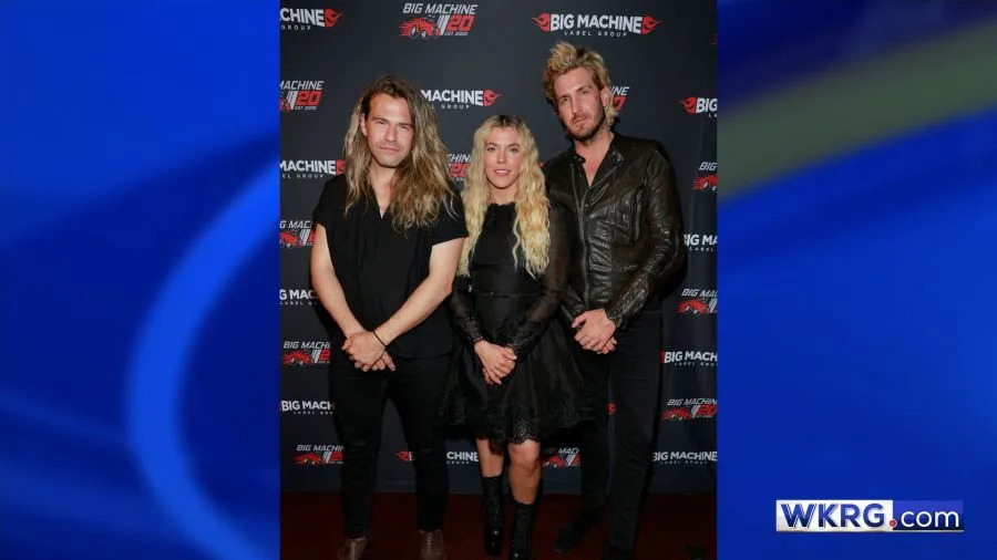 (L-R) Reid Perry, Kimberly Perry and Johnny Costello of The Band Perry attend the Big Machine 20th Anniversary concert at Lower Broadway on August 29, 2025 in Nashville, Tennessee. (Photo by Jason Kempin/Getty Images)