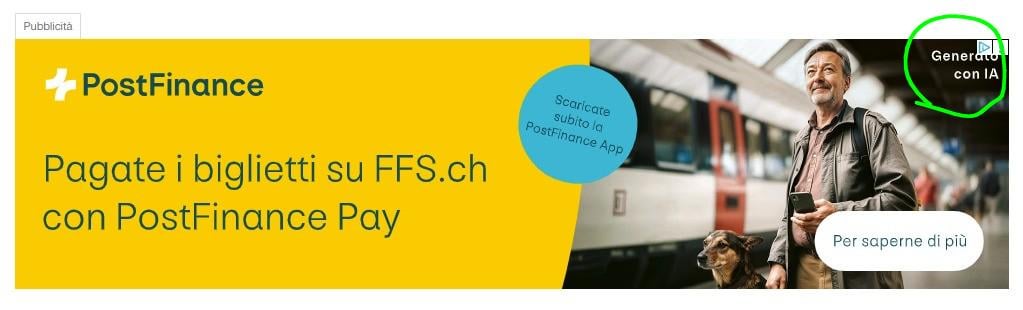 PostFinance using an AI-generated image in their ad