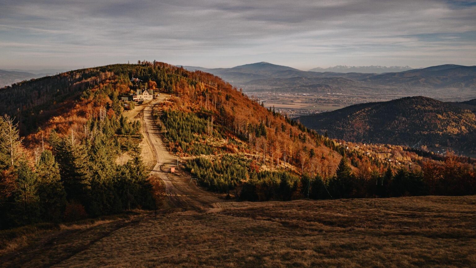 A beautiful autumn in Poland, view from Klimczok