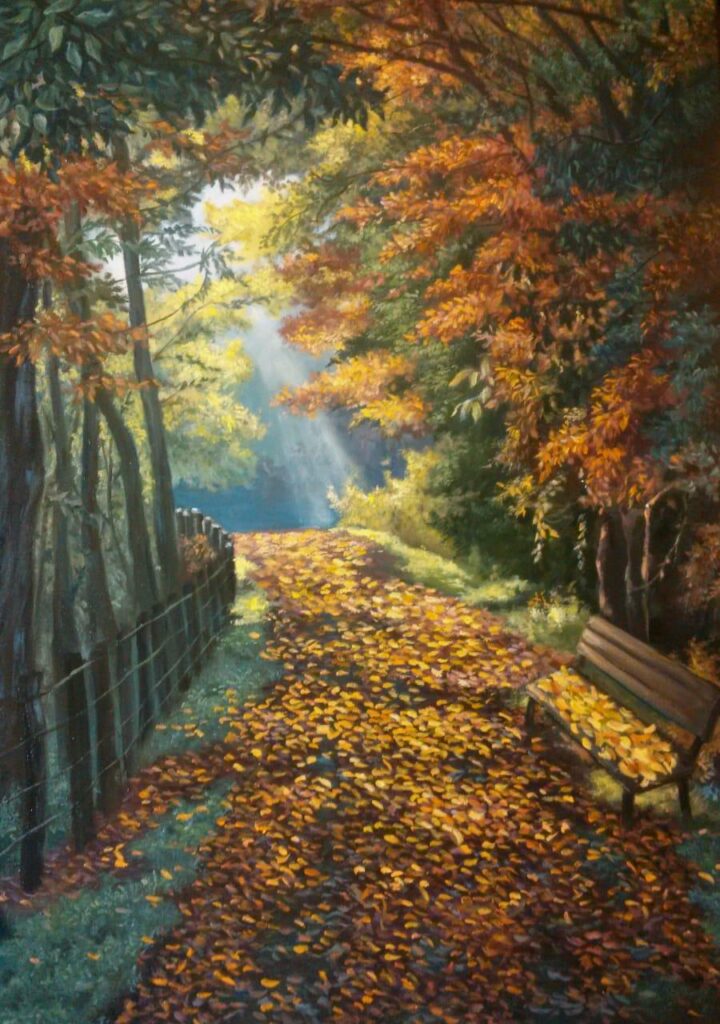 Autumn in the city. My oil painting on canvas. 2023