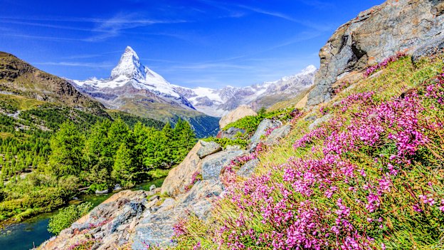 The Matterhorn, rising above Zermatt.