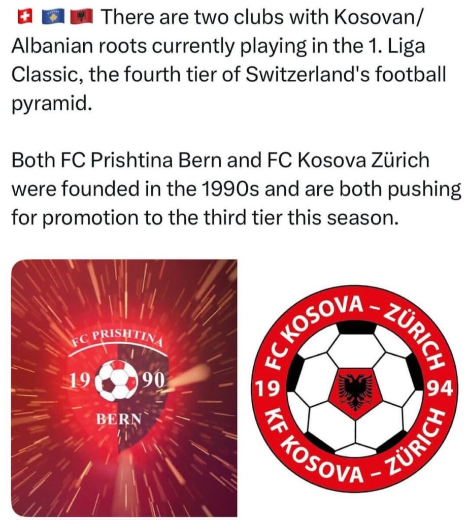 Do you know? 2 Albanian teams 🇦🇱🇽🇰 in the 3rd league of Switzerland 🇨🇭. Something really amazing.