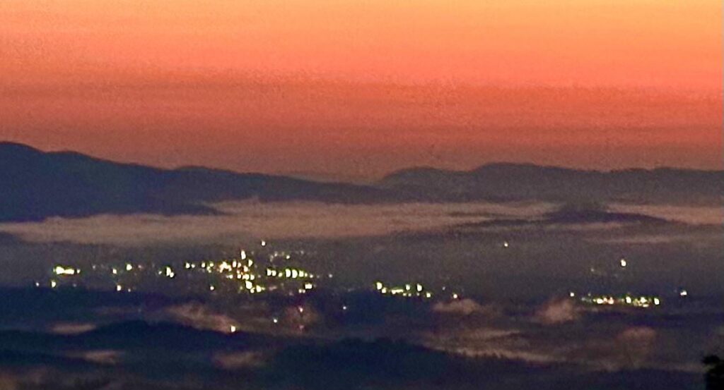 Morning sunrise with Hendersonville NC just waking up