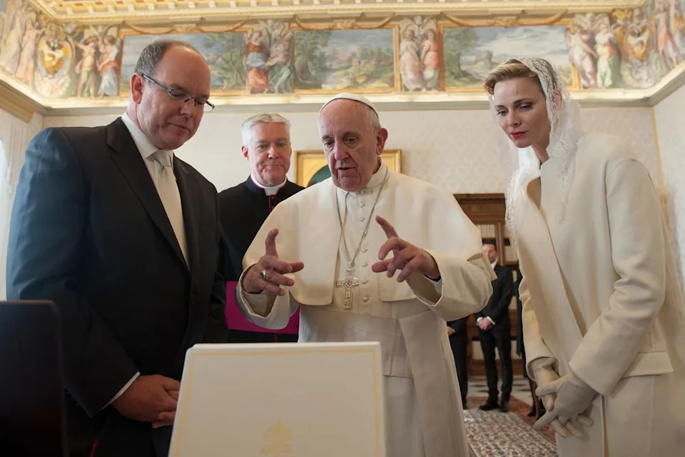 Alessandra Benedetti/Corbis via Getty  Prince Albert, Pope Francis and Princess Charlene in 2016
