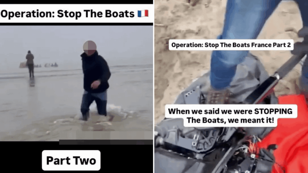 British vigilantes slash small migrant boats on French coastline