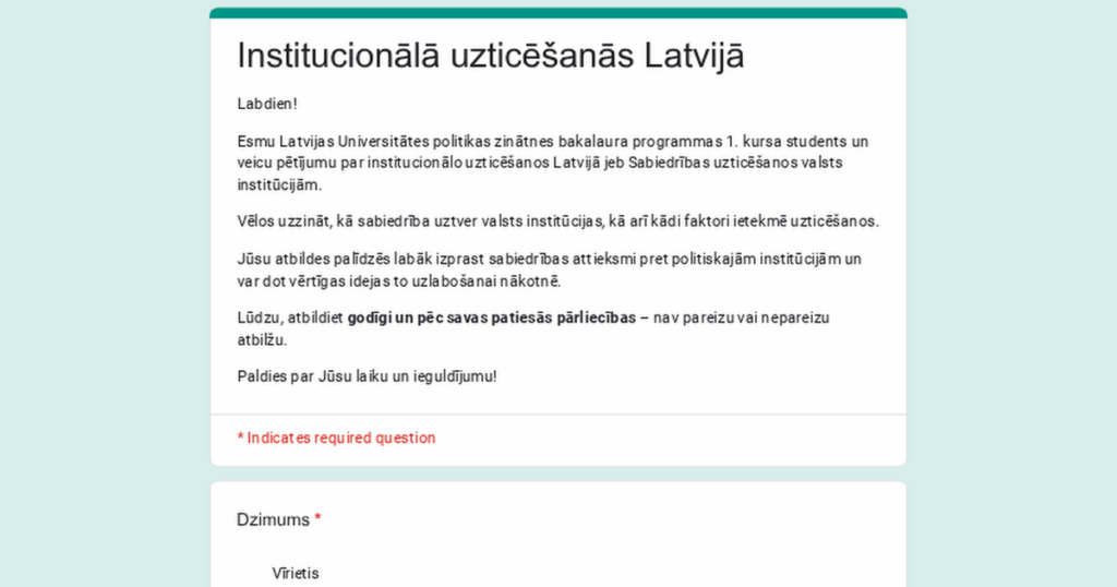 Institutional trust in Latvia