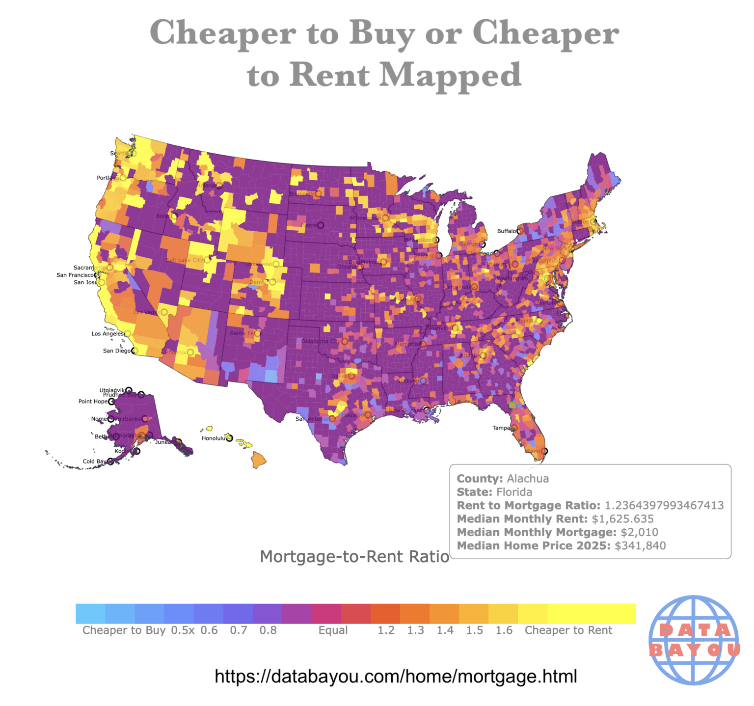 [OC] Cheaper to Buy or Rent?