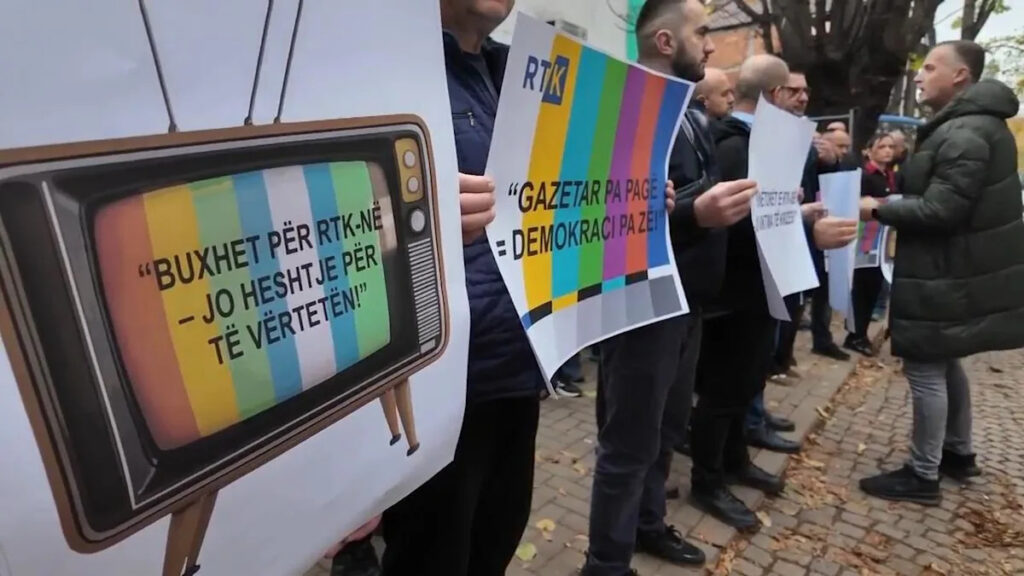 Staff at Kosovo's public broadcaster protest over pay as political turmoil continues