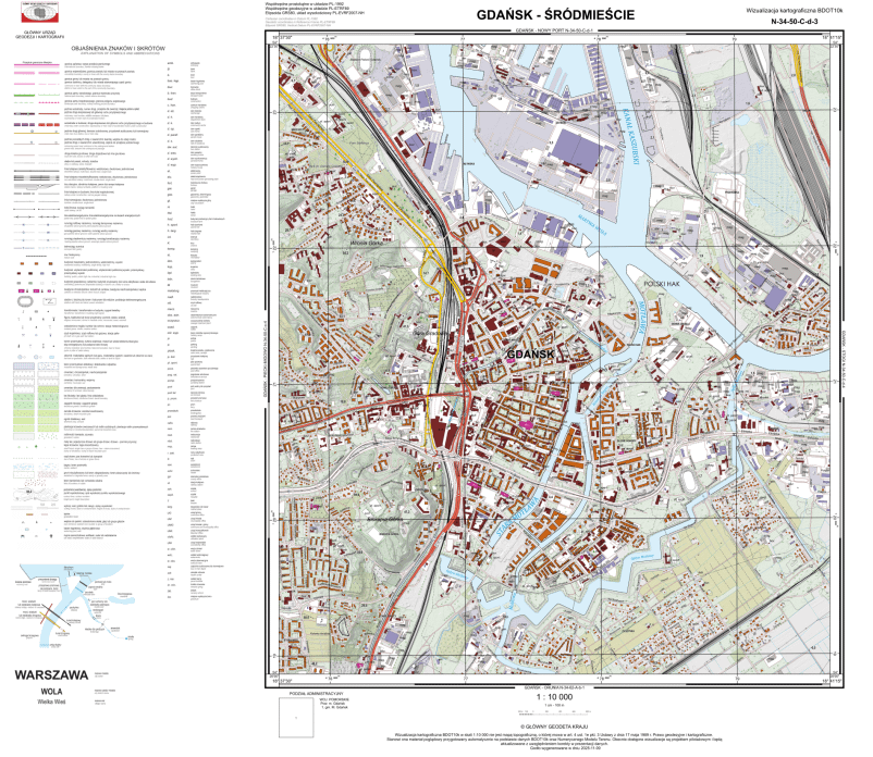 Updated BDOT10k cartographic visualizations on a scale of 1:10,000 for the entire country