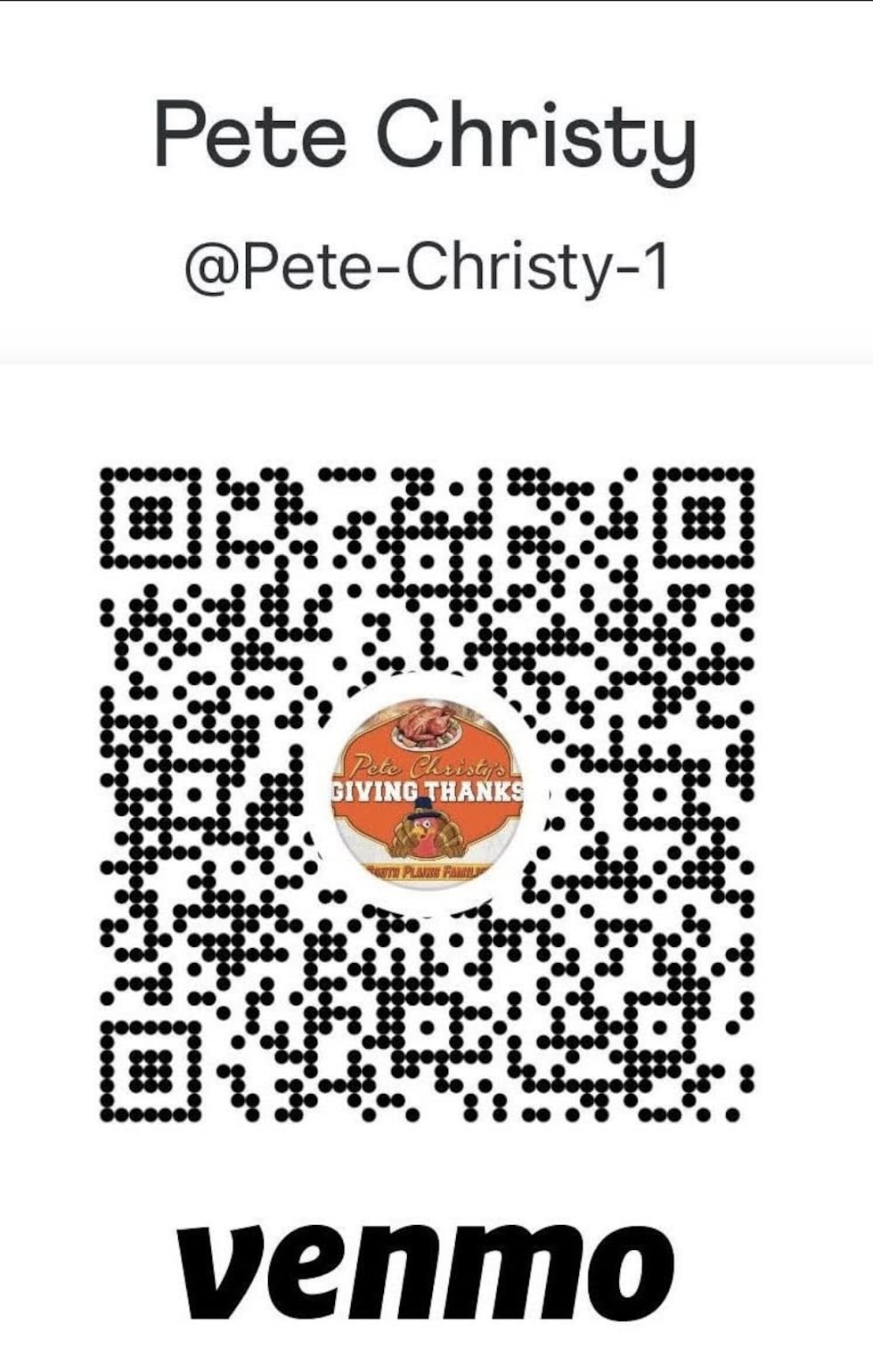 You can donate to the turkey drive by scanning this Venmo account.