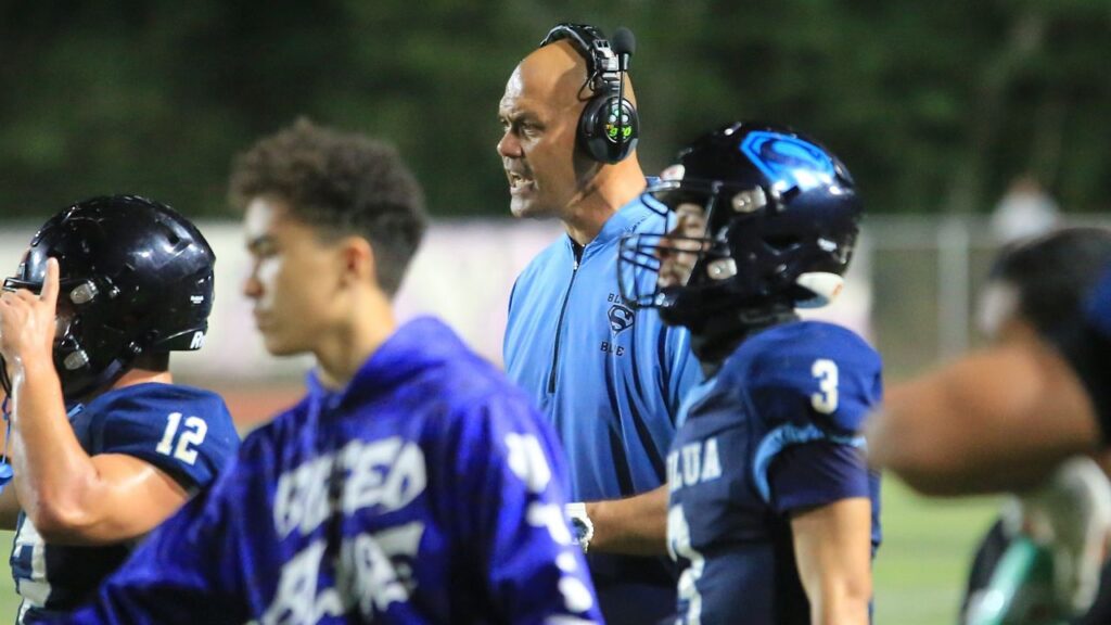 Kailua coach Hauoli Wong, seen against Aiea in the OIA Division I championship game, has guided the Surfriders to the first state final in program history with a 24-7 win at Konawaena on Saturday.