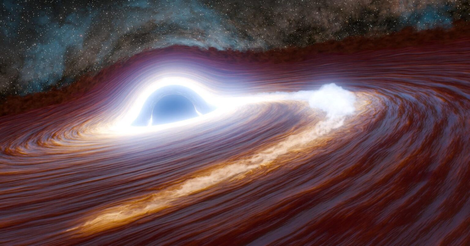 Star-eating black hole unleashes most energetic flare ever seen emanating from a supermassive black hole, apparently caused when this celestial beast shredded and swallowed a huge star that strayed too close.