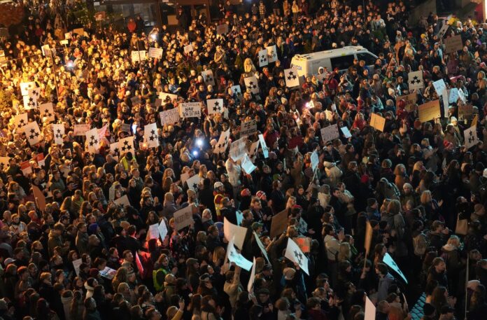 In Latvia – at least 10,000 people gather at Dome Square to protest against withdrawal from the Istanbul Convention
