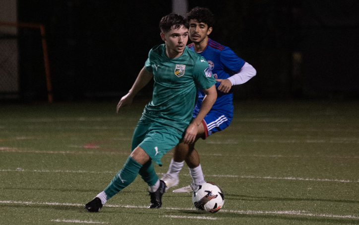 Players from MSI Pro and Arlington SA Pro battle for the ball in the Second Round of the 2026 US Open Cup qualifying tournament. Photo: Vikram Nambiar