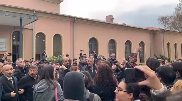 Istanbul University students protest the "Modern Threat to the Family: Homosexual Orientation" talk: "There is no passage to sharia, fascism and darkness!"