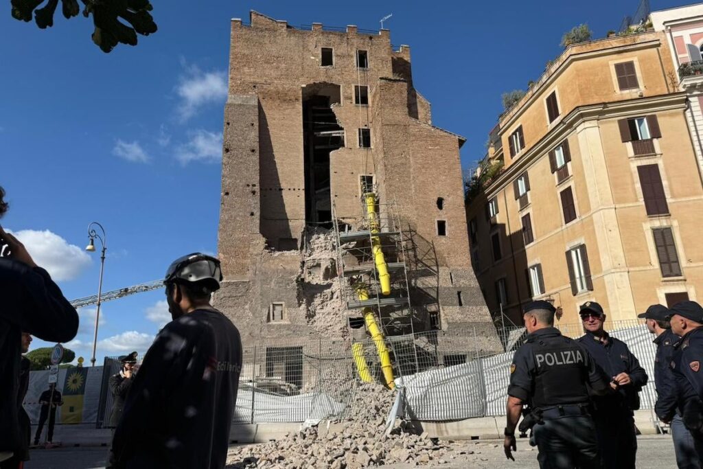 Part of the Torre dei Conti in the center of Rome has collapsed