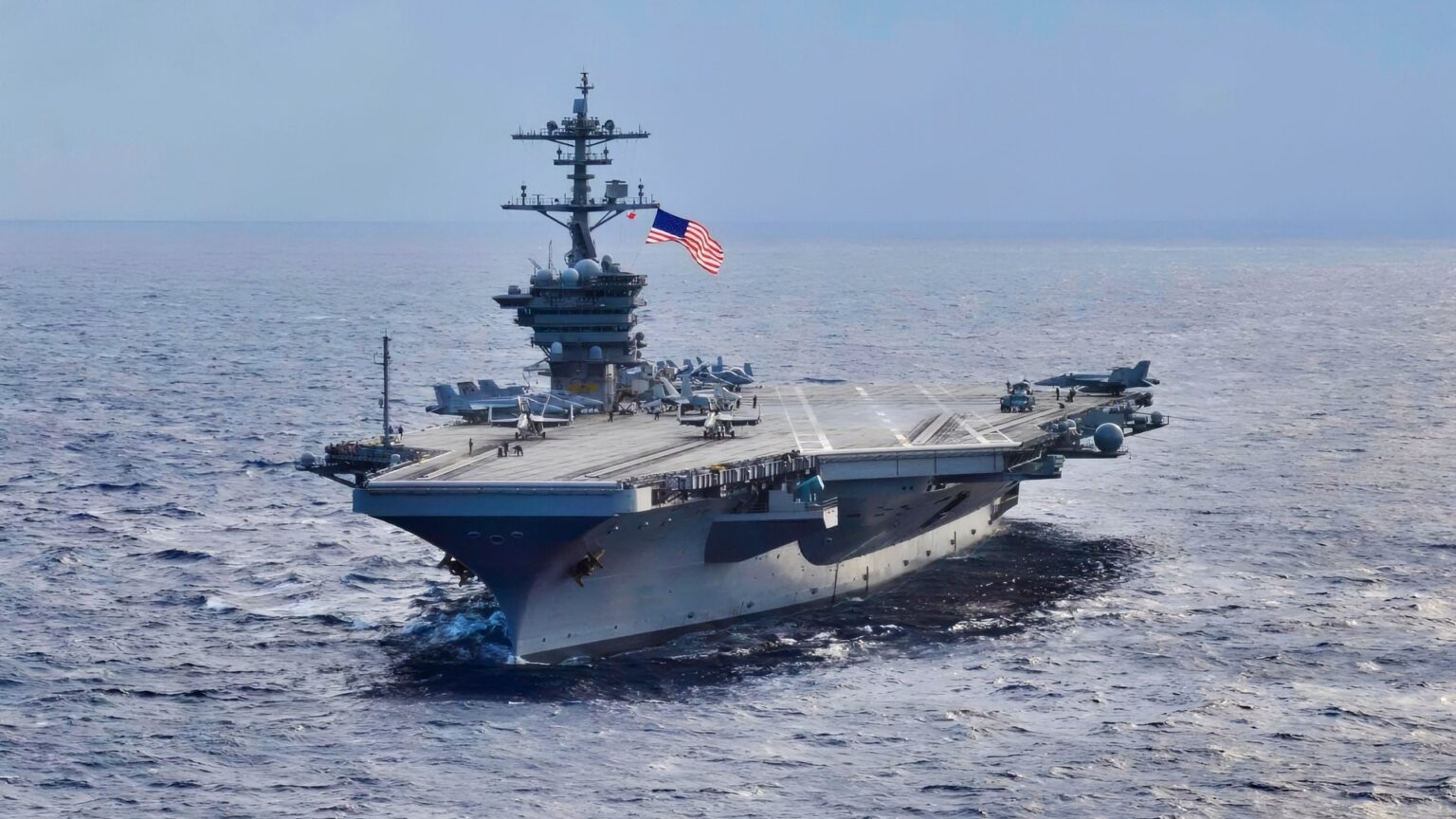 Navy Aircraft Carrier At Sea