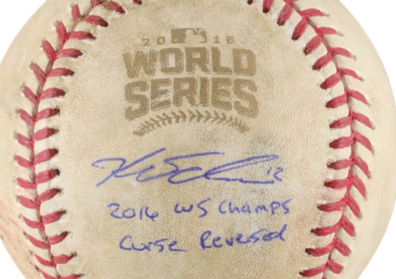 Bidding is open for several Cleveland sports items including three 2016 World Series balls.
