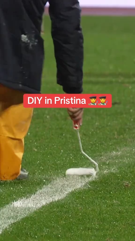 It has rained, the lines of the field have been erased... Why do you steal the colors of the stadium? When do we need to learn how to do a job properly?