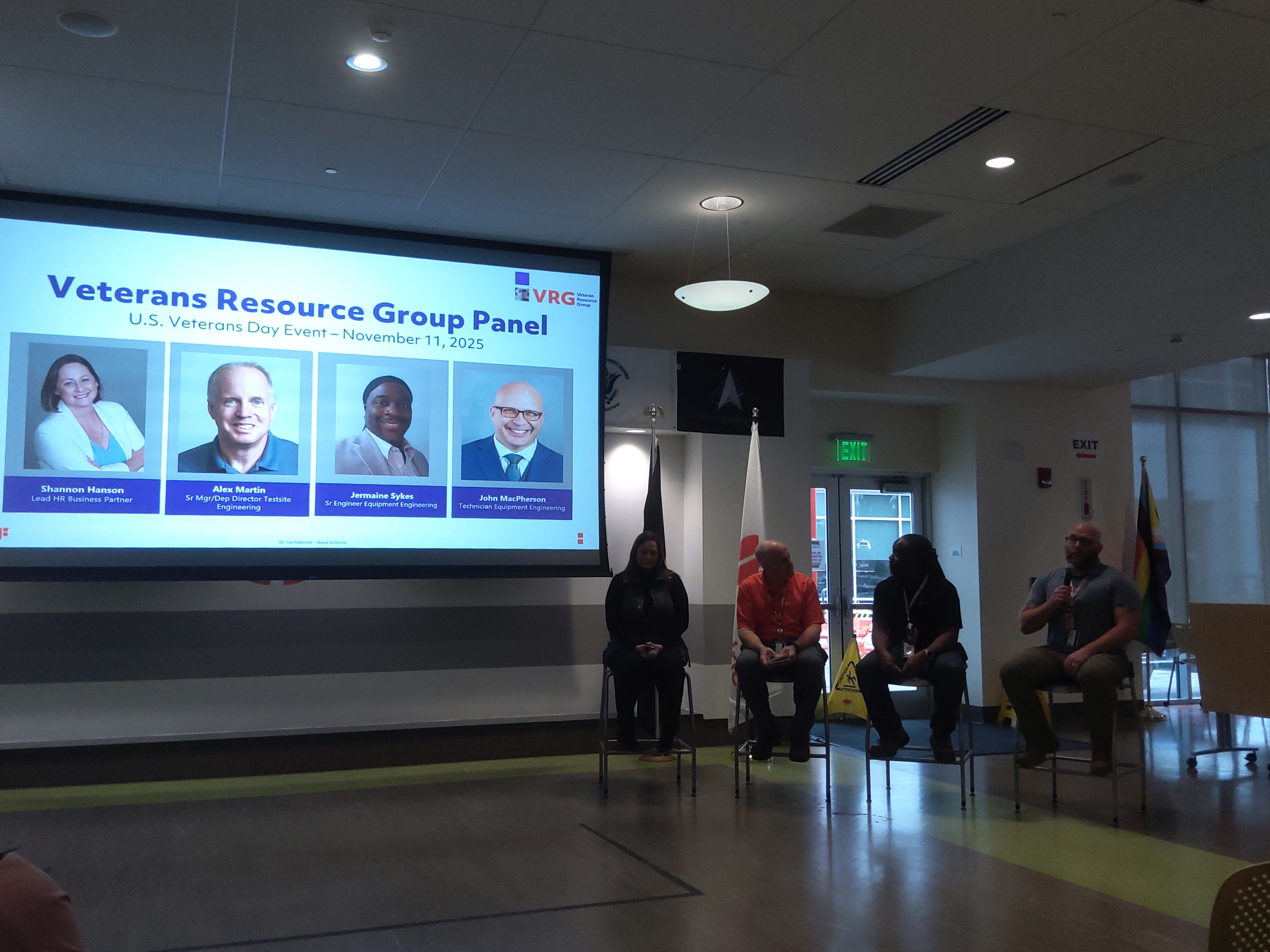 Representatives from the Global Foundries Veterans Resource Group hosts a panel discussion for Veterans Day. (Melissa Schuman - MediaNews Group)