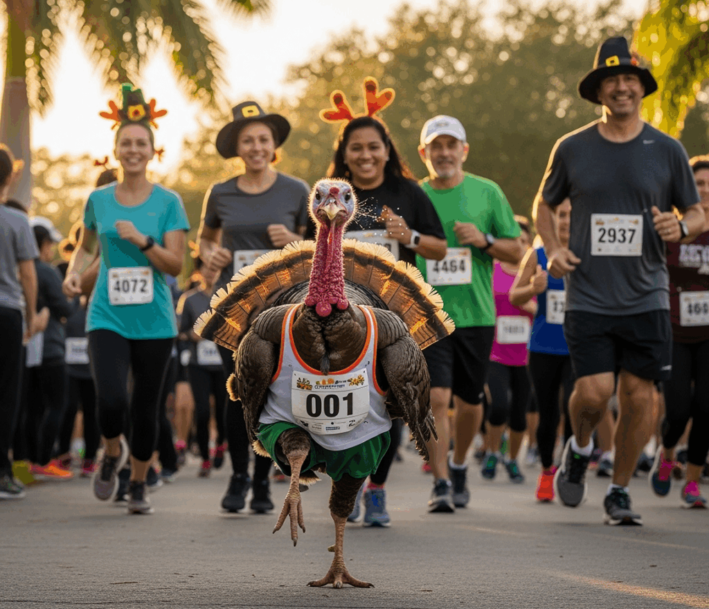 Join the Thanksgiving Day turkey trot running tradition.