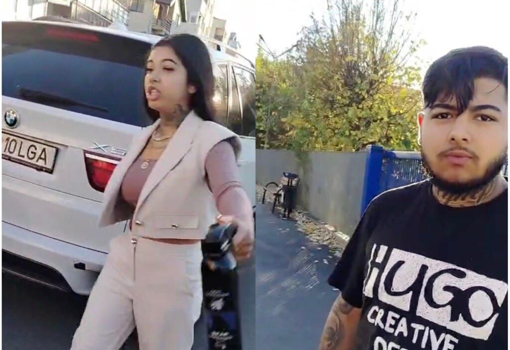VIDEO Foreign delivery man, attacked by two young people, a girl and a boy, in Popești-Leordeni, after a traffic harassment