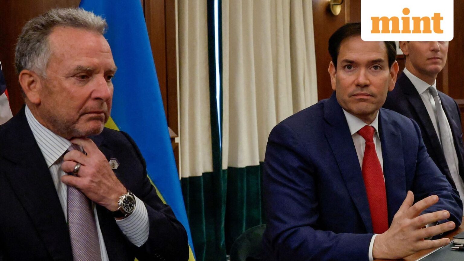 U.S. Secretary of State Marco Rubio, U.S. Special Envoy Steve Witkoff, and U.S. President Donald Trump's son-in-law Jared Kushner meet with a Ukrainian delegation in Hallandale Beach, Florida, U.S., November 30, 2025. REUTERS/Eva Marie Uzcategui