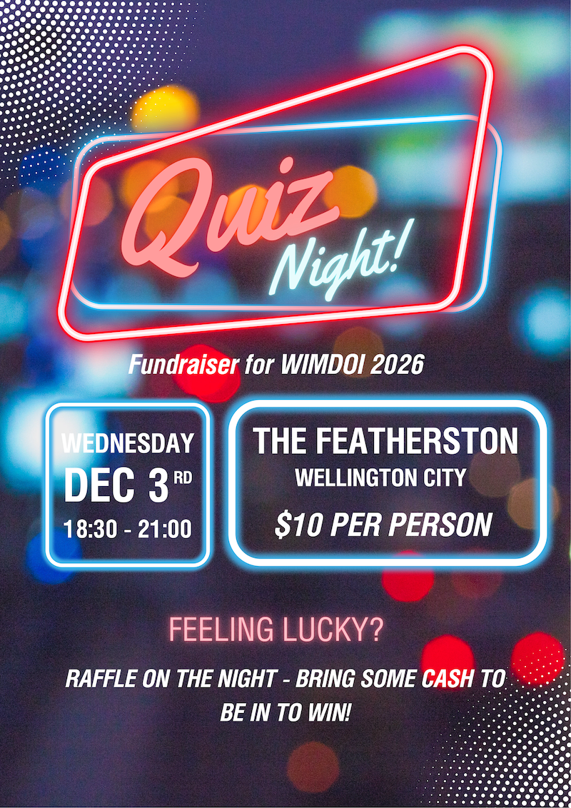 Quiz Night 3 December 2025 1830–2100 The Featherston Wellington City $10 per person raffle on the night