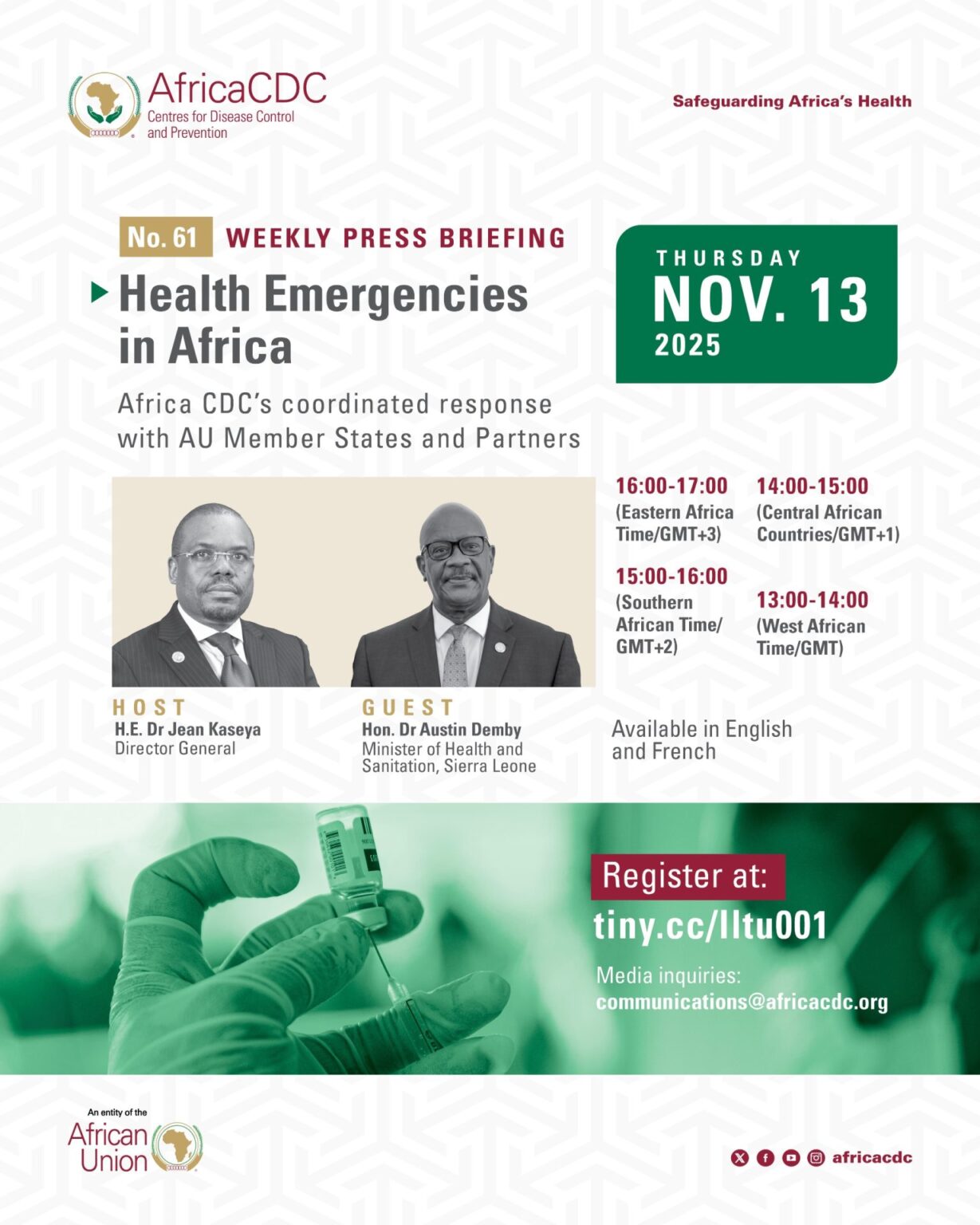 Weekly Special Press Briefing on Health Emergencies in Africa – Africa CDC