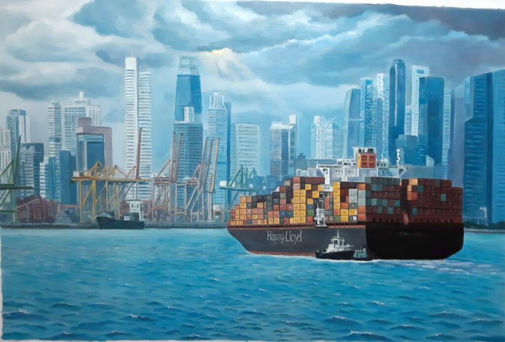 On the way to the port. My oil painting on canvas.