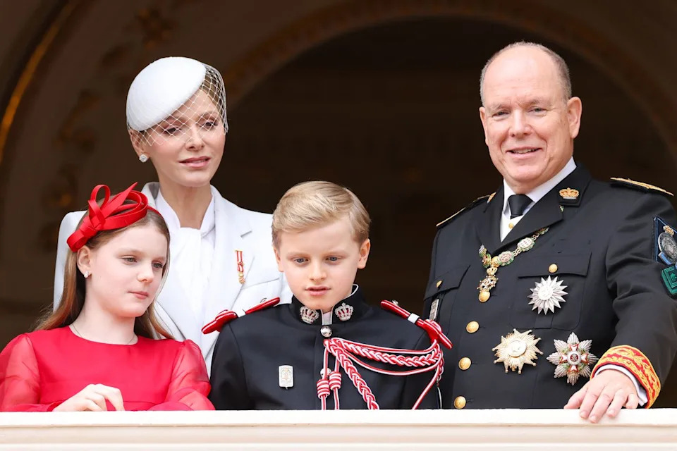 Stephane Cardinale - Corbis/Corbis via Getty  Princess Gabriella, Princess Charlene, Prince Jacques and Prince Albert on Nov. 19, 2025