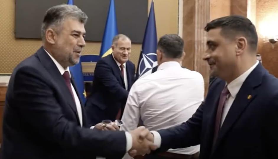 PSD-AUR top. While in Buzău, Simion refrained from saying anything about Ciolacu, but attacked the PNL-USR candidate: "They are afraid of us"