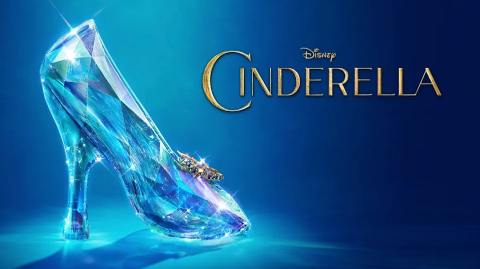 Glass slipper with a star detail from Disney's Cinderella on a blue background