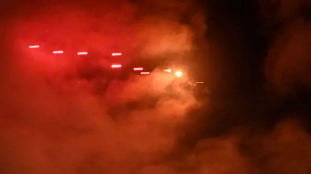 Ukrainian air defence firing at Russian drones and missiles above Kyiv on 25 November 2025.