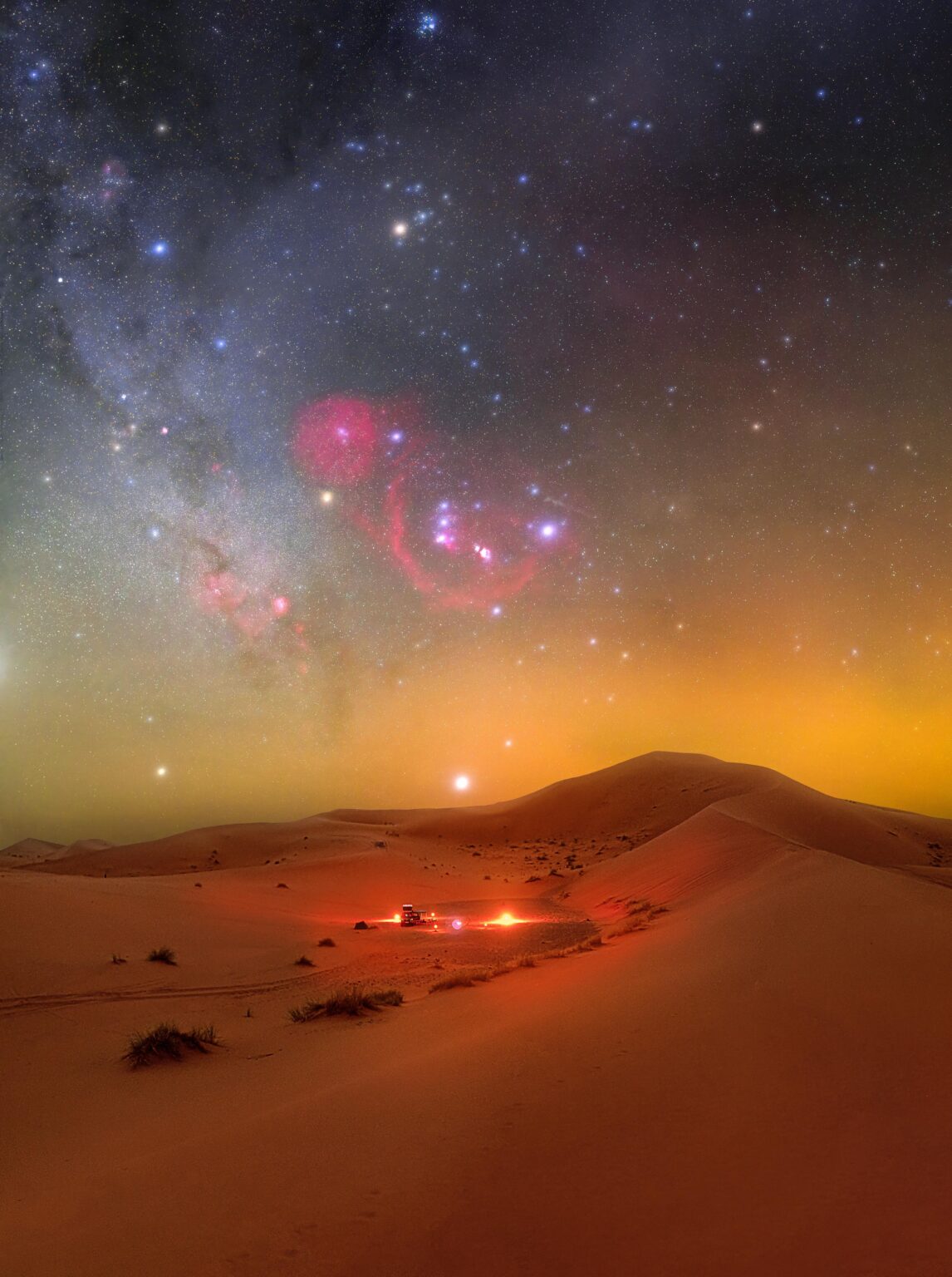 This is what Orion looks like under a Bortle 1 sky, photographed above my camp in the Sahara