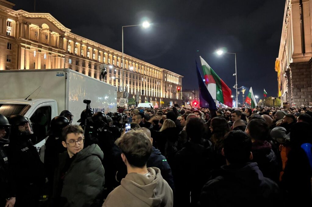 Protesters gather in the capital to demonstrate against the government’s new budget proposal. Sofia, Bulgaria, November 26, 2025. (AA Photo)