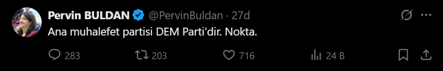 The tweet that Pervin Buldan sent and deleted.