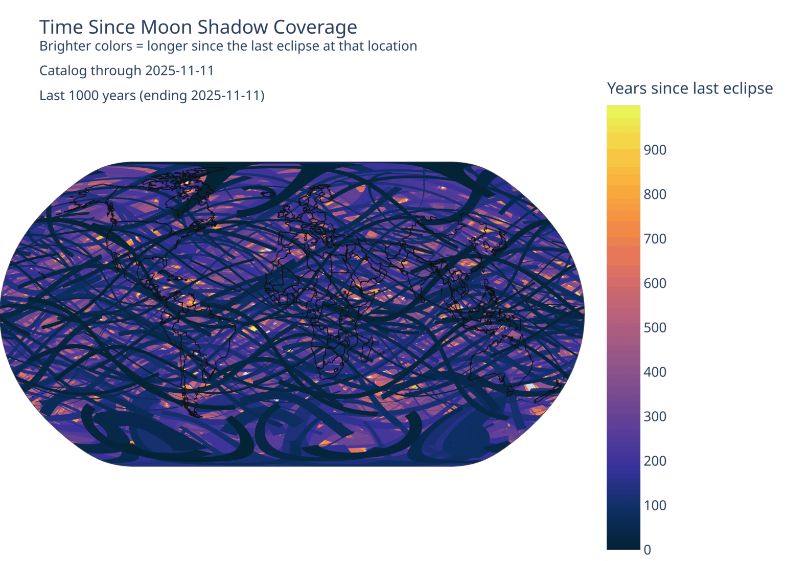 The Last 100 Years of Solar Eclipses in One Image [OC]