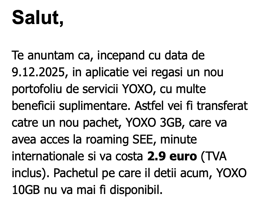YOXO also broke. The subscription with 9 lei 10GB becomes 3 euros 3GB.