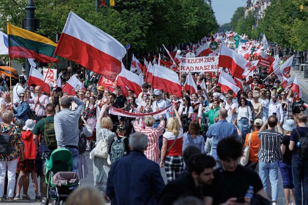 Polish minority in Vilnius (Lithuania) celebrate Polish Constitution and Flag Day, 2024/05/04. Polishness Parade in Vilnius, 2024