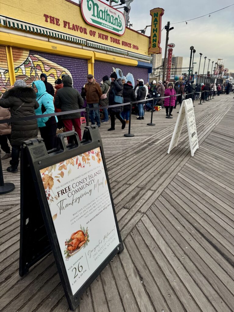 Hundreds brave cold for Coney Island Boardwalk Businesses’ Turkey Giveaway