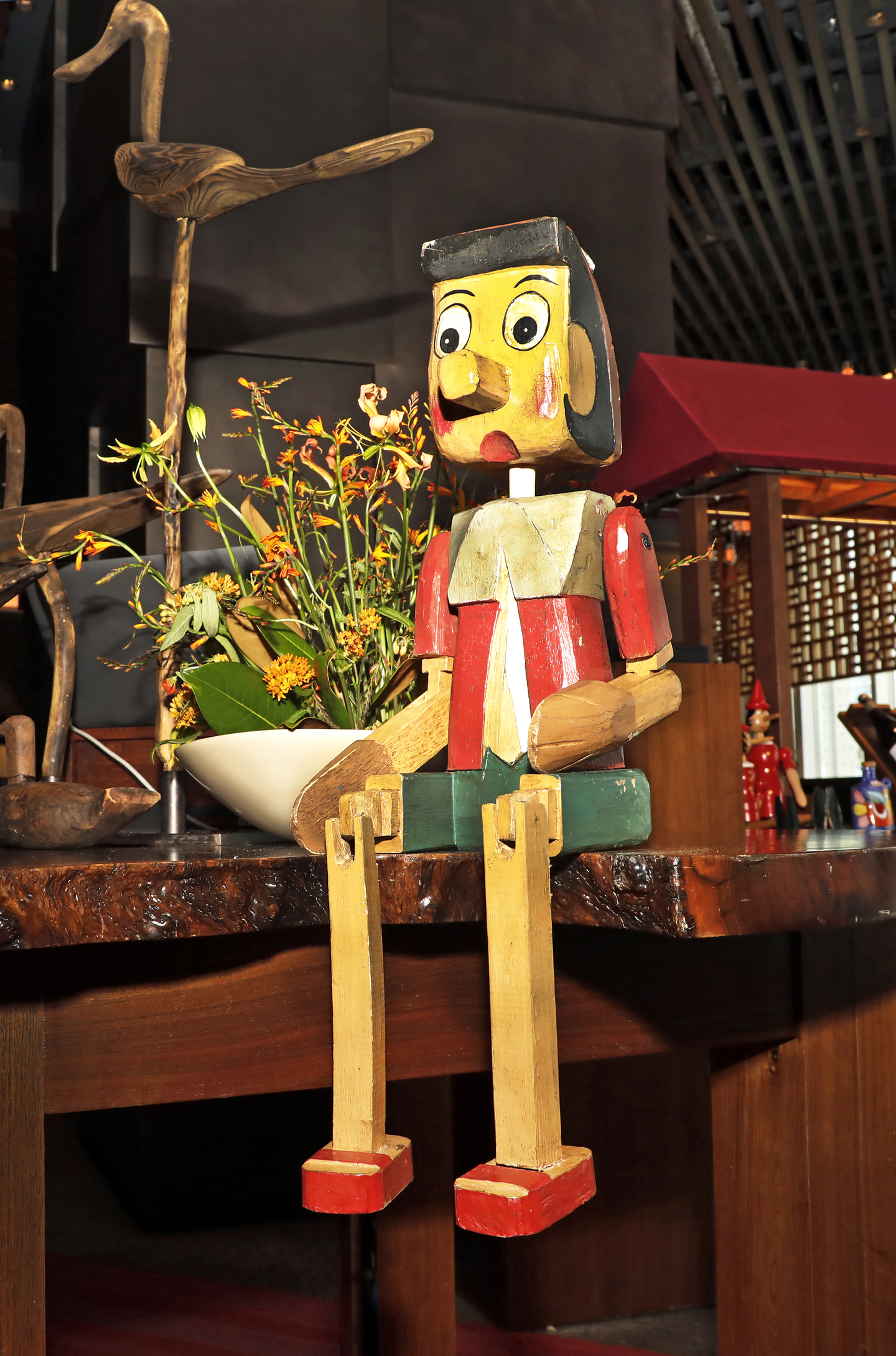 Cornerstone’s mascot Pinocchio sits on a table at the restaurant in Gangnam District, southern Seoul [PARK SANG-MOON]